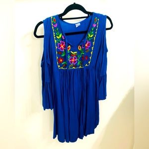 Blue dress open shoulder